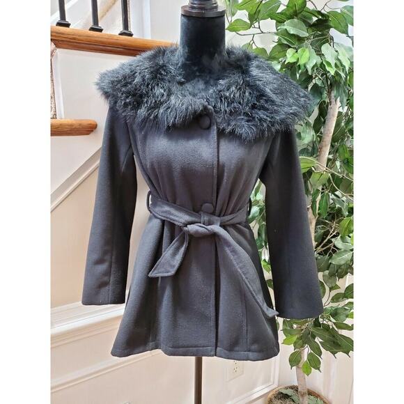 Sijifeng Women's Solid Black Long Sleeve Button Front FauxFur Casual Jacket Coat - Picture 11 of 11